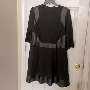 Faux leather trimmed dress